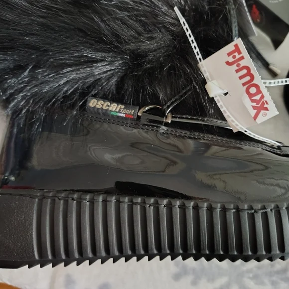 Oscar Sport Ski Ape Faux Fur Patent Leather Black Boots 9.5 - Picture 9 of 12